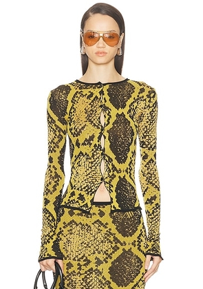 THE ATTICO Python Cardigan in Yellow & Black - Yellow,Black. Size 42 (also in 40).