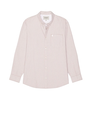 Carhartt WIP Long Sleeve Cassel Shirt in Cassel Stripe  Peanut  & White - Beige. Size M (also in XL/1X).