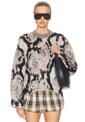 THE ATTICO Brushed Python Sweater in White & Black - Grey. Size 44 (also in ).