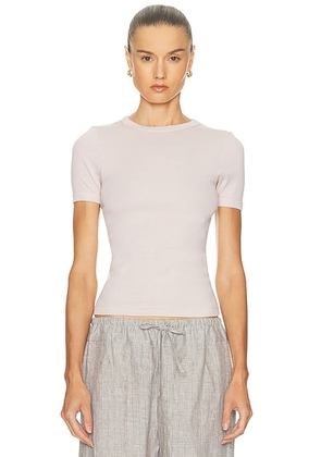 Enza Costa Supima Cotton New Classic Short Sleeve Tee in Parchment - Beige. Size S (also in M, XS).