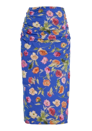 Carolina Herrera Ruched Silk Midi Skirt - Moda Operandi