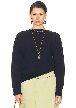 Chloe Wool Cashmere Pullover Sweater in Navy - Navy. Size M (also in XS, S, L).