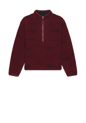 District Vision Half-Zip Pile Fleece in Hollow Visions - Burgundy. Size XL (also in ).