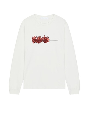 District Vision California Cotton Long Sleeve Tee in Flowers Vintage White - White. Size S (also in L, XL).