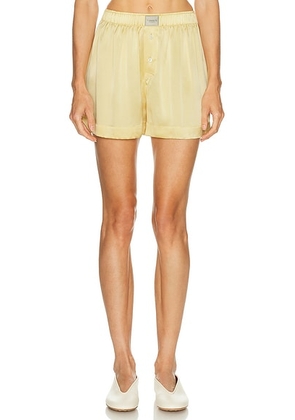 Comme Si La Boxer Silk Classica Short in Butter - Yellow. Size M (also in S, XL, XS).