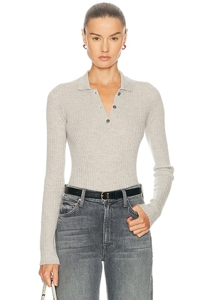 The Elder Statesman Silky Cashmere Polo Sweater in Grey - Grey. Size XS-S (also in M-L).