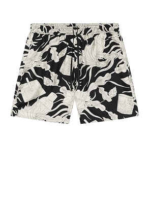 Amiri Floral Short in Black - Black. Size M (also in L, S, XL/1X).