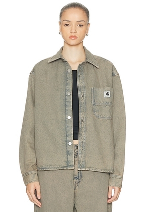 Carhartt WIP Georgia Shirt Jacket in Blue & Leather - Blue. Size S (also in M, XS).