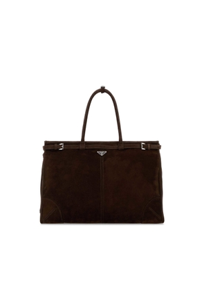 Prada Dark Brown Suede Shopping Bag