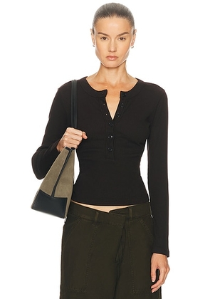 Citizens of Humanity Varra Henley in Chocolate - Chocolate. Size S (also in XS, L).