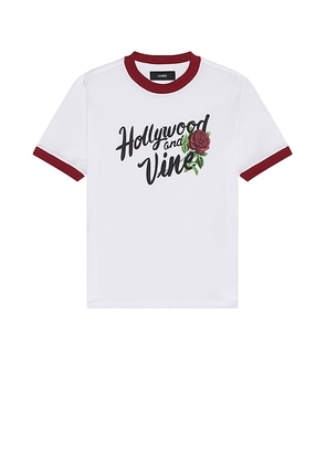 Amiri Rose Ringer Tee in White - White. Size M (also in L, S, XL/1X, XXL/2X).