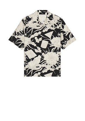 Amiri Floral Bowling Shirt in Black - Black. Size M (also in S, L, XL/1X).