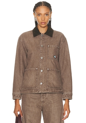 Bottega Veneta Denim Padded Jacket in Brown - Brown. Size 36 (also in 34).