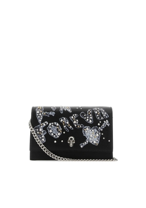 Alexander Mcqueen Black Leather Small Skull Clutch