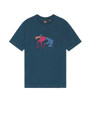By Parra The Zoomies T-Shirt in Mallard Green - Blue. Size S (also in M).