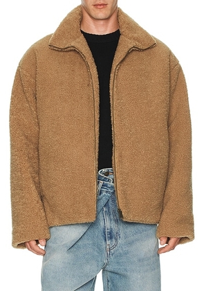 DARKPARK Devin Faux Shearling Dropped Shoulder Jacket in Camel - Brown. Size XL/1X (also in S).