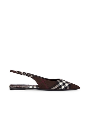 Burberry Dame Slingback Flat in Mahogany Ip Check - Brown. Size 37 (also in 36, 38, 39.5).