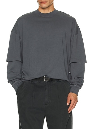 DARKPARK Troy Double Sleeve Tee in Grey - Grey. Size S (also in ).