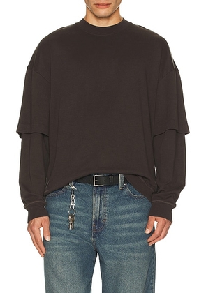 DARKPARK Troy Double Sleeve Tee in Brown - Brown. Size XL/1X (also in ).