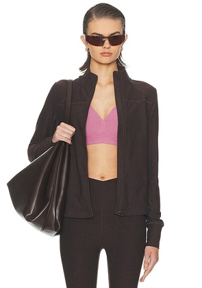 Beyond Yoga Spacedye Trails Active Jacket in Dark Chocolate Heather - Chocolate. Size S (also in L, XS).
