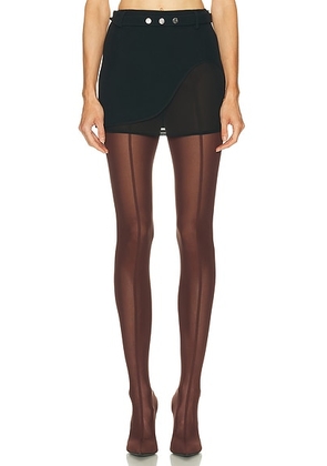 THE ATTICO High Cut Mini Skirt in Black - Black. Size 40 (also in 36, 38, 42).