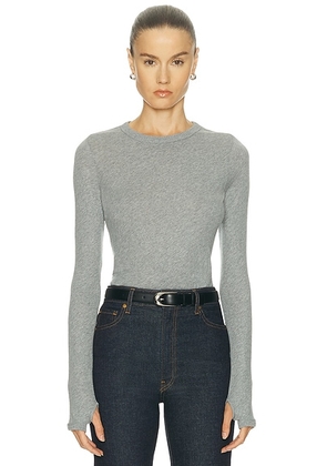 Enza Costa Cashmere New Classic Long Sleeve Crewneck Top in Smoke - Grey. Size XS (also in L).