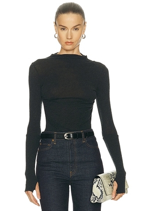 Enza Costa Cashmere Twist Top in Charcoal - Charcoal. Size M (also in L, S, XS).