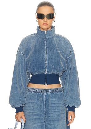 Alexander Wang Funnel Neck Jacket in Washed Light Blue - Blue. Size M (also in XS, S).
