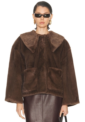 By Malene Birger Jacquie Fake Fur Jacket in Carafe - Brown. Size 36 (also in ).