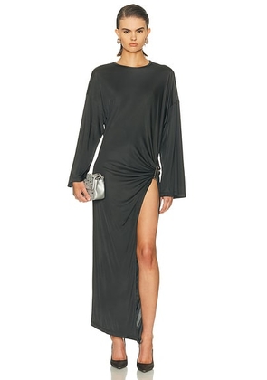 THE ATTICO Shiny Midi Dress in Dark Grey - Grey. Size 42 (also in 40).