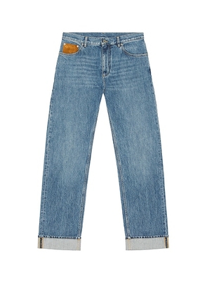 Bottega Veneta Vintage Indigo Turn Up Denim Straight Trousers in Mid Blue - Blue. Size 52 (also in ).