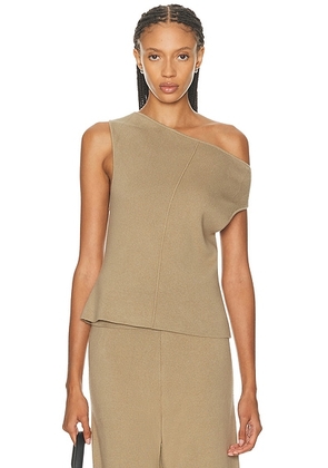 Aya Muse Off Shoulder Seam Top in Acorn - Brown. Size L (also in M, S, XS).