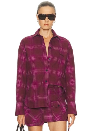 THE ATTICO Check Shirt in Burgundy - Burgundy. Size 42 (also in 40).