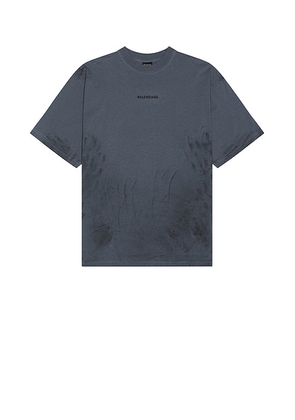 Balenciaga Medium Fit Tee in Faded Dark Blue & Black - Blue. Size M (also in L, S, XL/1X).