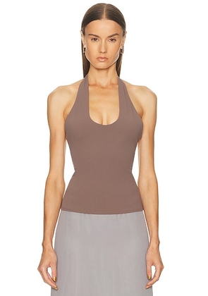 EAVES Simeon Halter Top in Mocha - Brown. Size M (also in L, S, XL, XS, XXS).