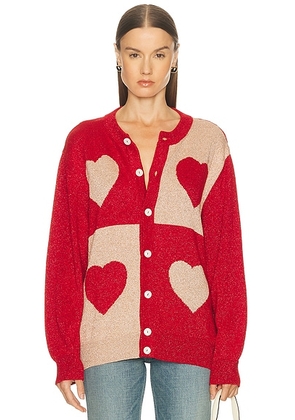 BODE Lame Hearts Cardigan in Red - Red. Size S (also in M).