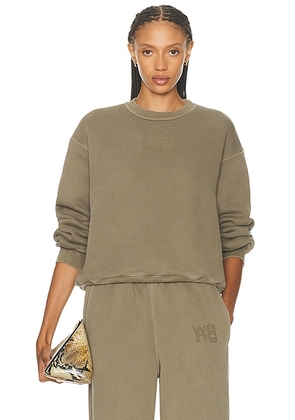 Alexander Wang Essential Terry Crew Sweatshirt in Washed Walnut - Olive. Size XS (also in S).