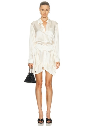 Alexander Wang Cut Off Double Shirt Dress in Ivory - White. Size 4 (also in 0, 2, 6).
