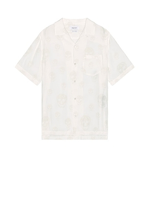 McQueen Printed Hawaiian Skull Print Shirt in Cream & Ivory - Cream. Size 16.5 (also in 15, 17.5).