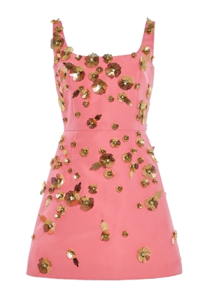 Carolina Herrera Embellished Silk-Faille Mini Dress - Moda Operandi