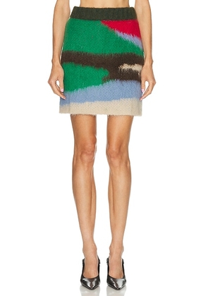 The Elder Statesman Topo Jacquard Skirt in Multi - Green. Size S (also in L, XS).