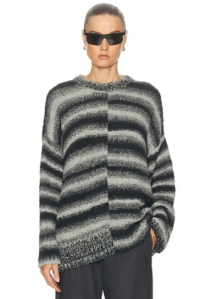 The Elder Statesman Rover Boucle Pullover Sweater in Black Gradient - Grey. Size M (also in XS, S, L).