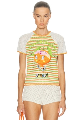 Casablanca Rave Character Tee in Kawaii Orange - Orange. Size S (also in L, XS).