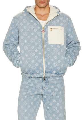 Casablanca Cashmere Terry & Denim Reversible Jacket in Bleached Monogra M Denim - Blue. Size S (also in L).