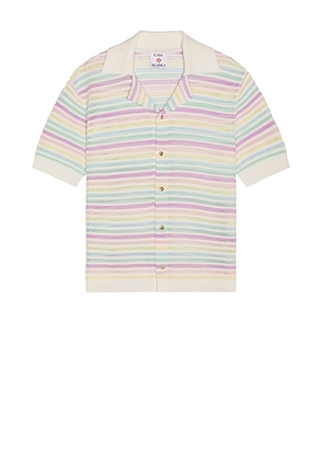 Casablanca Crochet Polo in Multi - White. Size XL/1X (also in L).