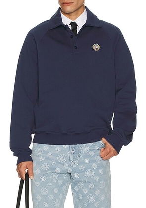 Casablanca Collar Sweatshirt in Dress Blue - Blue. Size M (also in L, S, XL/1X, XXL/2X).