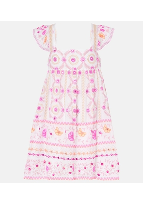 Juliet Dunn Embroidered printed cotton minidress