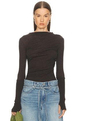 Enza Costa Cashmere Twist Top in Dark Brown - Chocolate. Size L (also in M, S, XS).