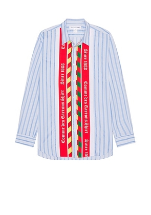 COMME des GARCONS SHIRT Yarn Dyed Stripe Shirt in Stripe & Mix - Blue. Size M (also in L, XL/1X).