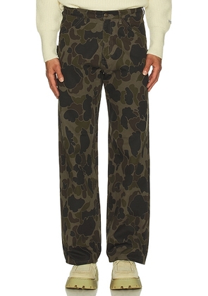 After Pray Neo Washed Work Pants Cloud Camo in Camouflage - Green. Size M (also in L, S).